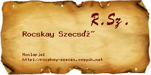 Rocskay Szecső névjegykártya